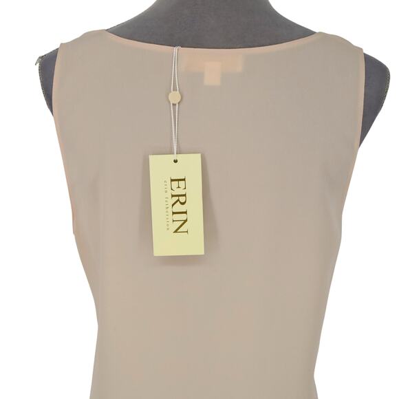 Erin Fetherston Dress Womens 10 Peach Chiffon Fringe Trim Skirt Side Zip New - Picture 10 of 16